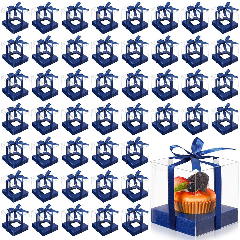 50 PCS Clear Cupcake Boxes 3.5 Inch Individual Plastic Single Container Insert