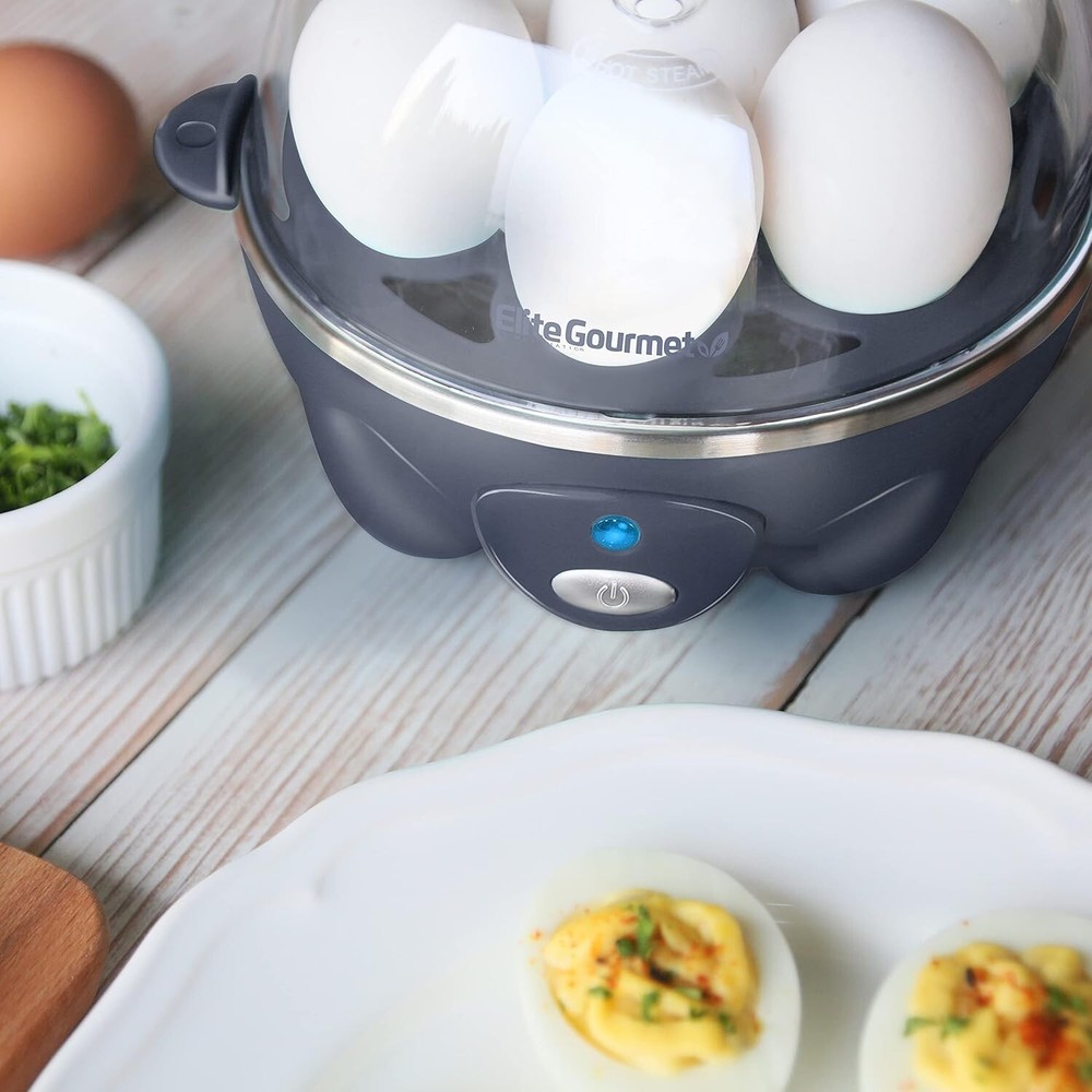 Elegant Automatic Egg Cooker: Poached, Hard, Medium, Soft - 7 Eggs, BPA-Free