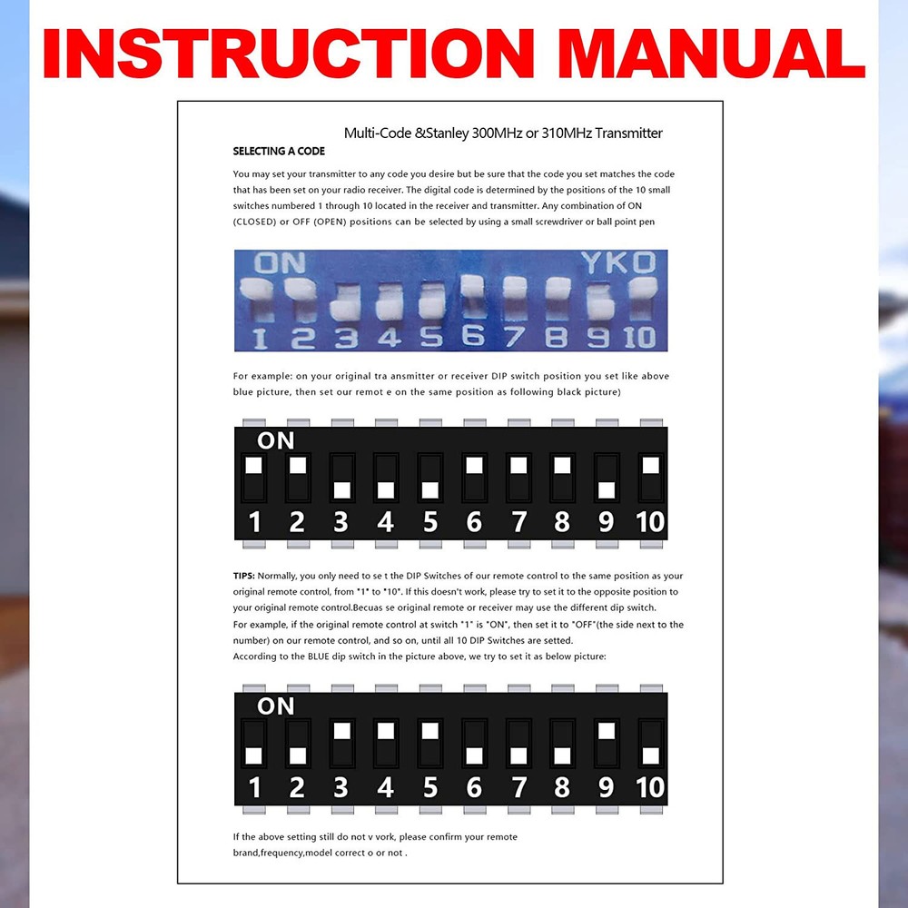 For 3089 multi-code multicode 3060 Linear R4G9 300mhz Garage Door Button Remote
