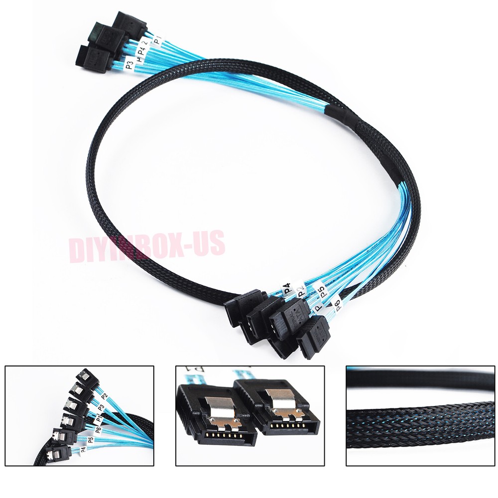 SSD 6 SATA 7pin to 6 SATA 7pin Target Hard Disk 6Gbps Data Server Raid Cable 1M