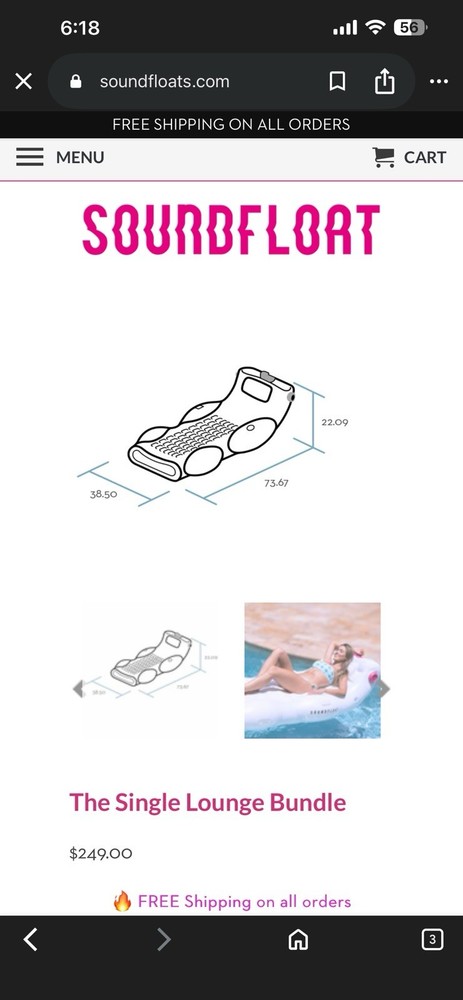 SoundFloat Single Lounge Bluetooth Inflatable Pool Float – NEW (Damage Box)