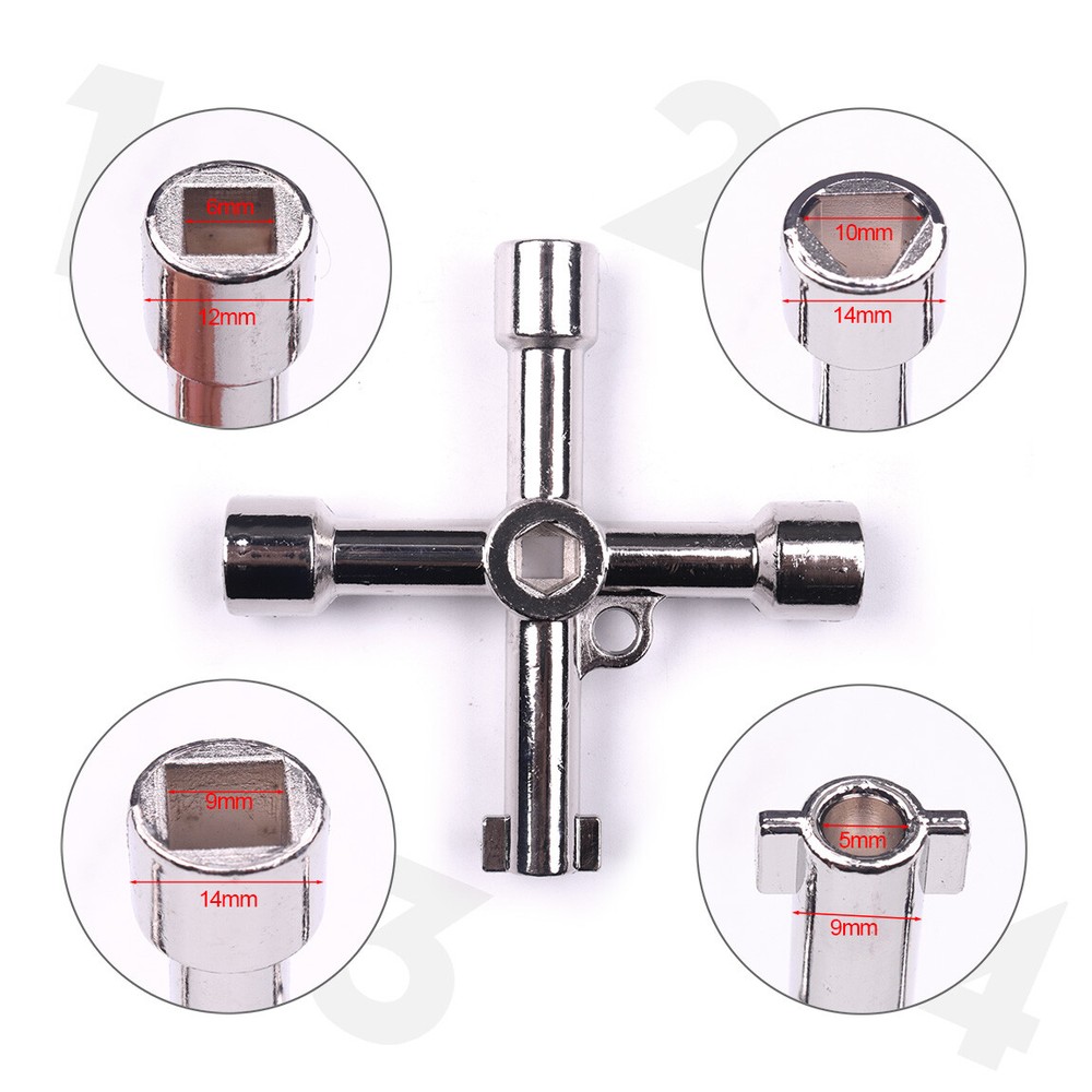4-in-1 Key Wrench, Cross Square Triangle for Electrical Cabinet & Elevator