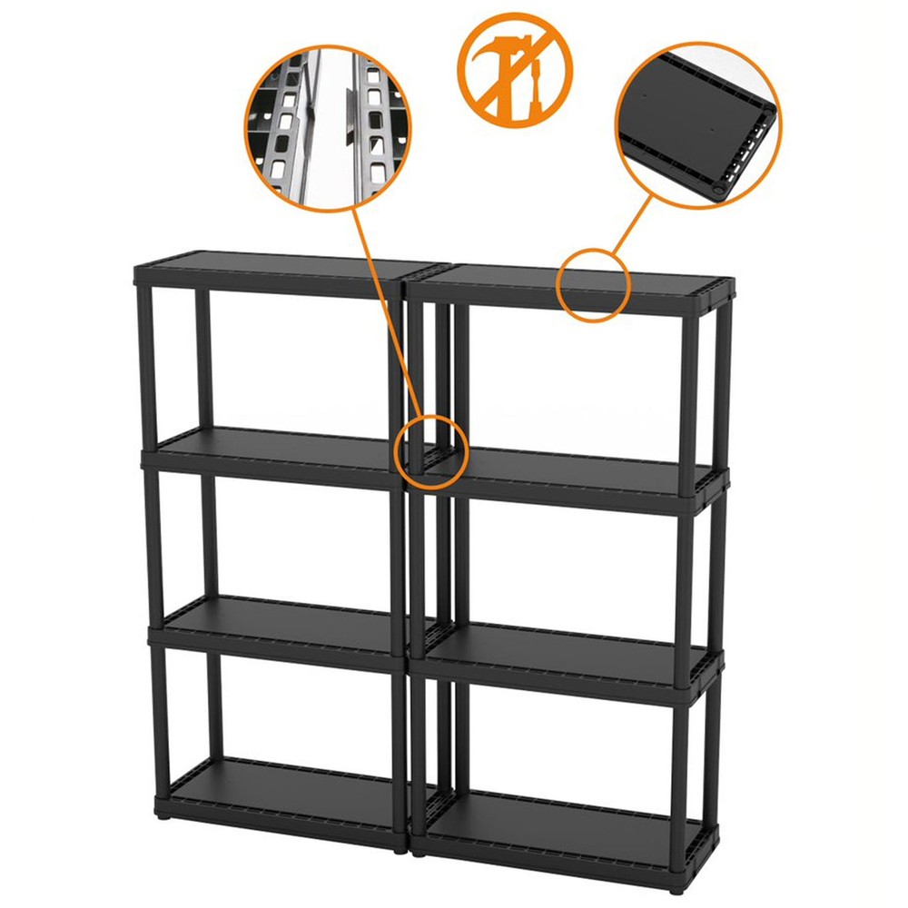 Gracious Living 4-Shelf Fixed Height Solid Organizing Storage Unit, (2 Pack)