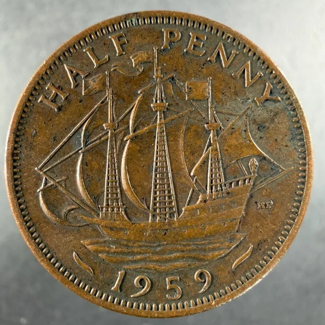 1959 Great Britain Half Penny Choice Example Elizabeth II Bronze
