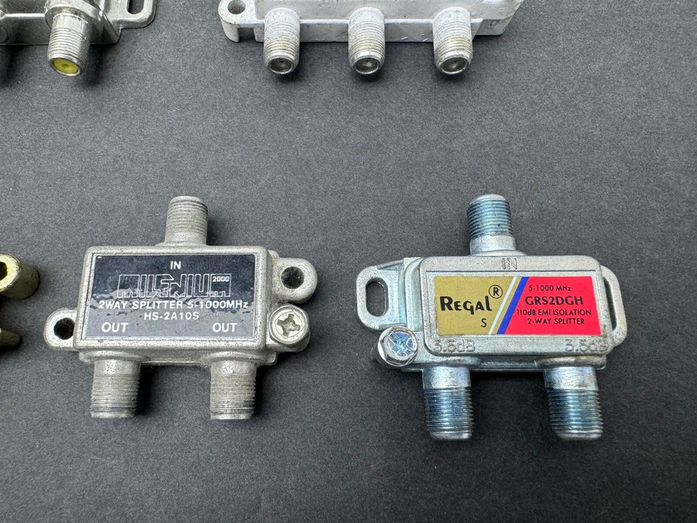 LOT OF 10 ASSORTED Brand COAXIAL CABLE SPLITTERS
