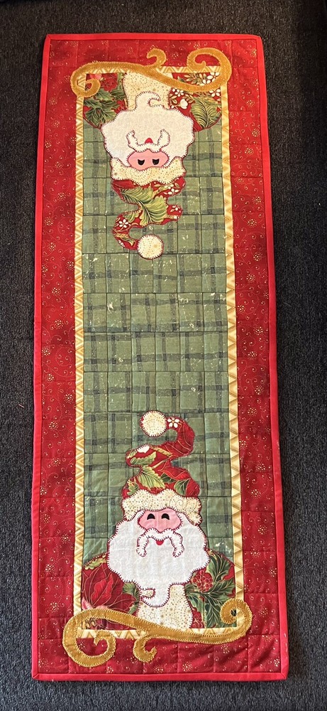 Handmade Quilted  Santa Table Runner