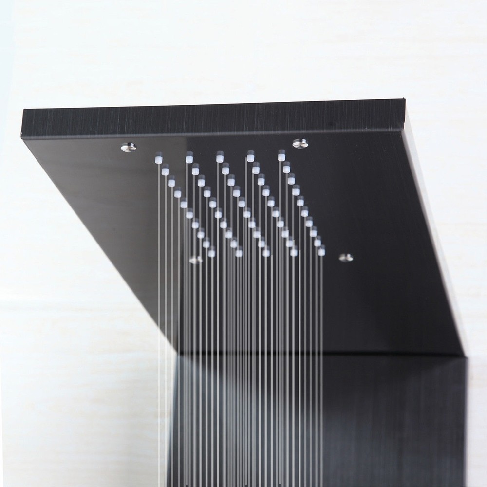 Bathroom Black Rainfall Shower Column Massage Jets Sprayer Shower Panel System