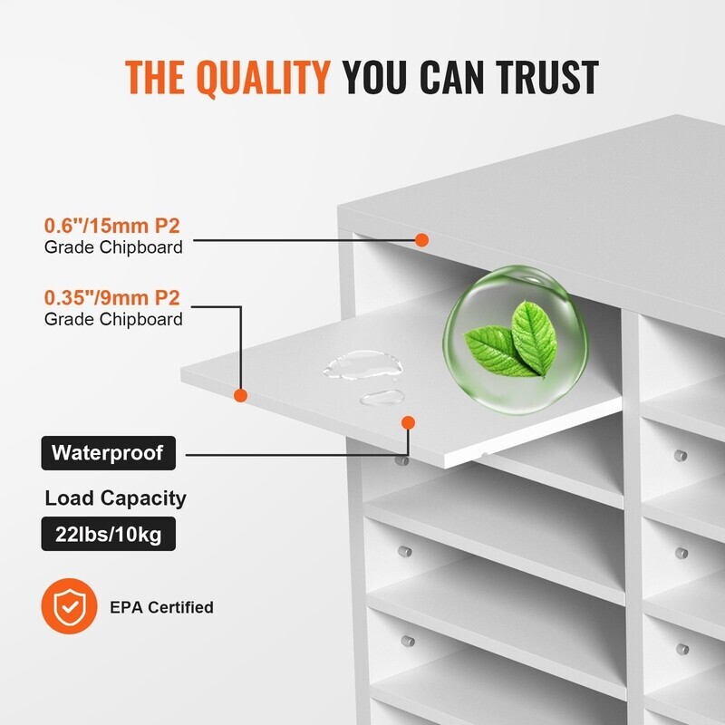 12 Compartment Wood File Sorter Adjustable Document Organizer Office Storage New