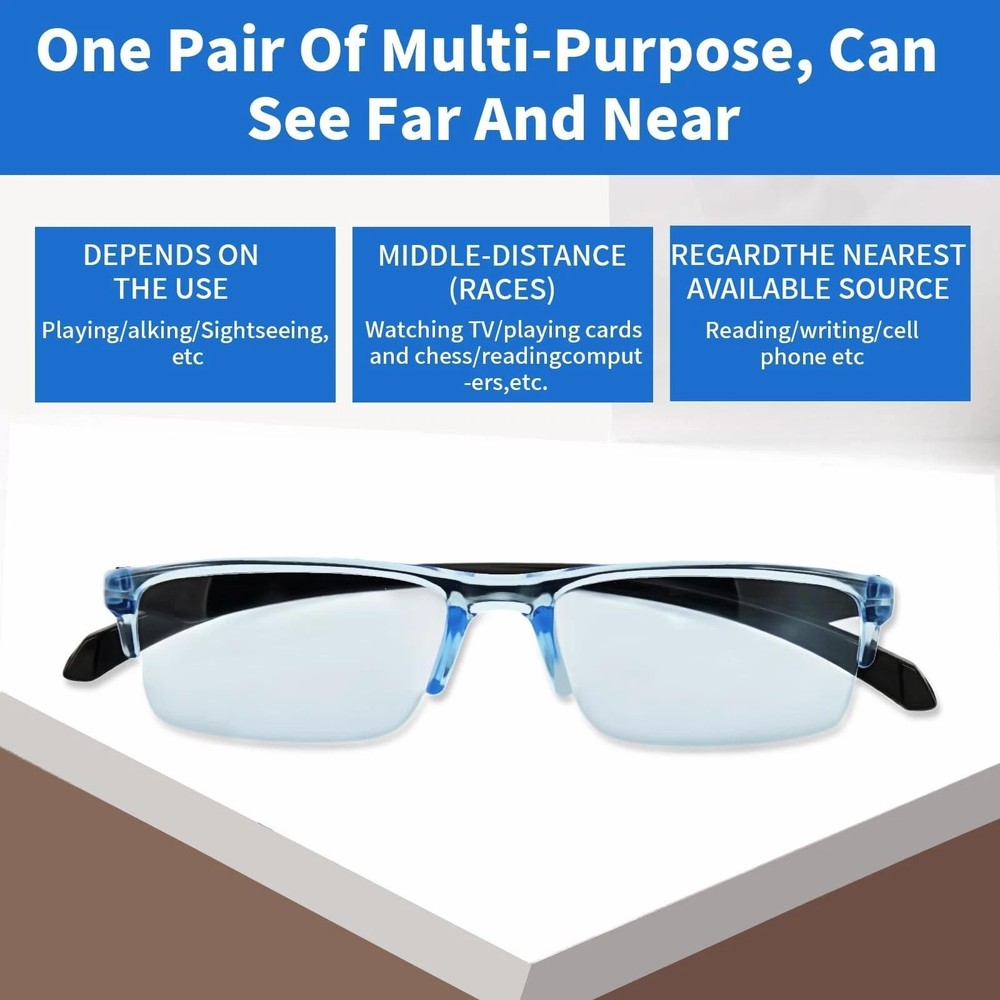 2 Pcs Auto Focus Glasses, Automatic Zoom Reading Intelligent Self Adjusting Pres