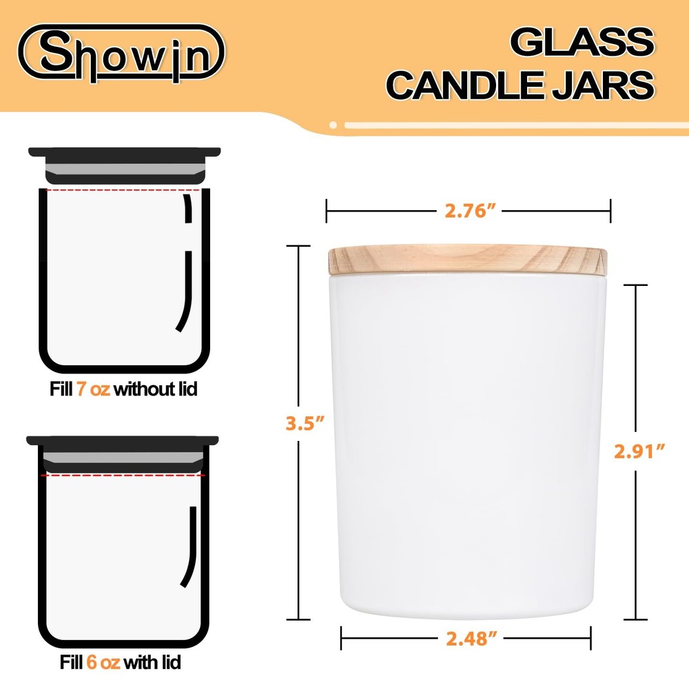 Thick Candle Jars for Making Candles 12 Pcs, 7 OZ Empty 7oz, Glossy White
