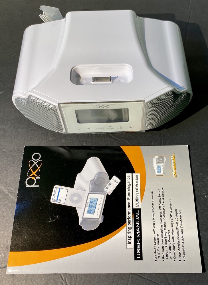 Pixxo MiniBooMX 2.1 Audio System w/iPod Dock