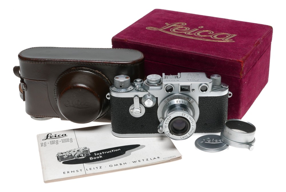 Leica IIIf camera Red Scale Elmar 3.5/50mm self timer boxed