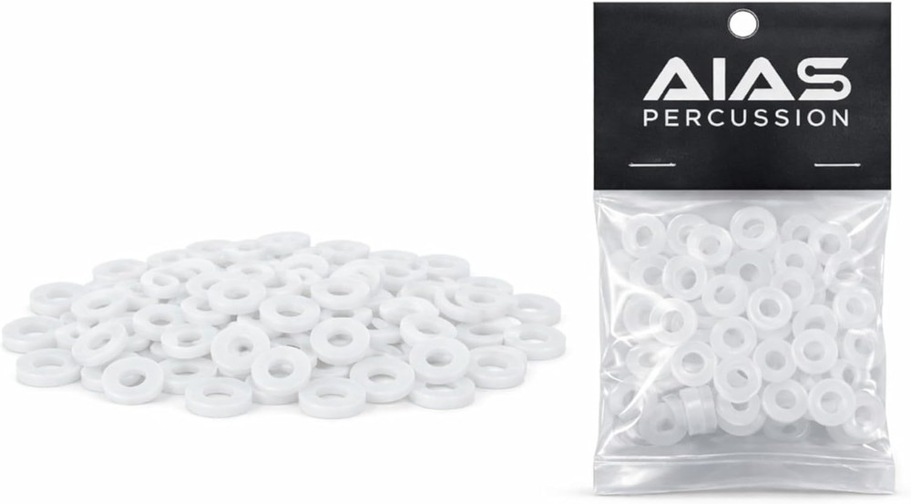 AIAS White Nylon Tension Rod Washers – 100 Pack Drum Hardware Replacement for Sn