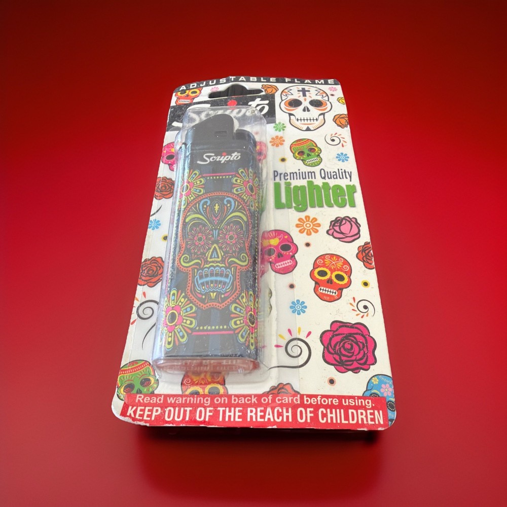 Scripto Premium Quality Lighter *Colorful Skull Design* (Adjustable Flame)