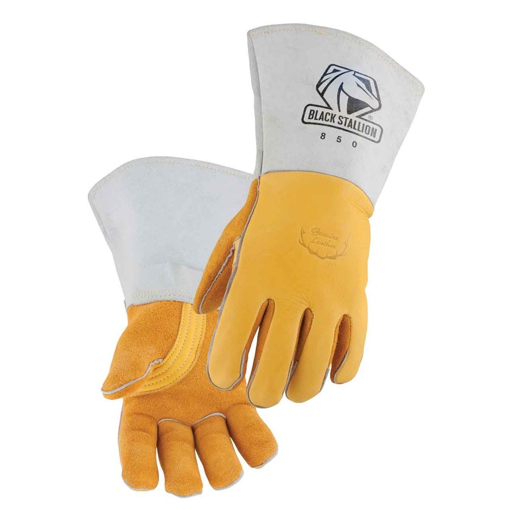 Black Stallion 850 Elkskin Stick Gloves with Nomex Lined Back, Medium