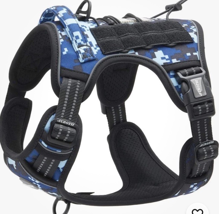 Auroth Tactical Dog Training Harness No Pulling Front Clip Leash Reflective Camo