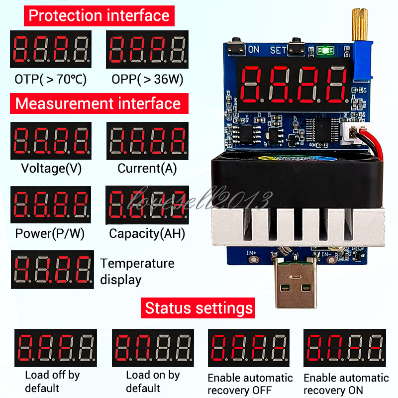 1PCS Electronic Load USB Digital Voltage Ammeter Battery Charging Detection