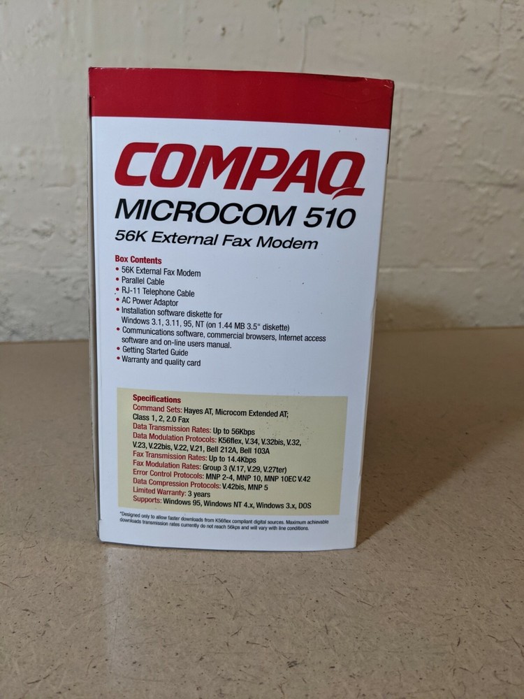 *New* COMPAQ Microcom 510 56 Kbps External Fax Modem for Windows
