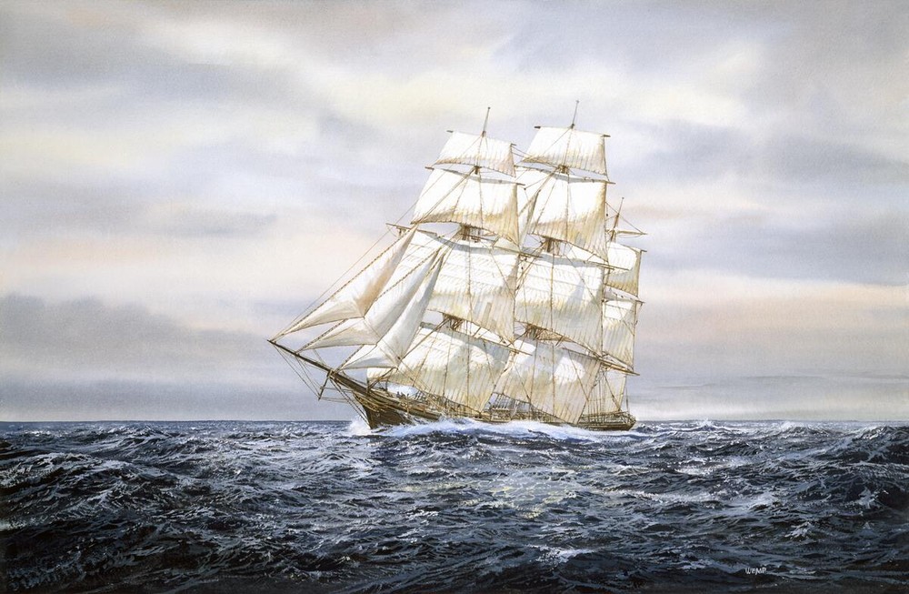 Ceramic Tile Mural Bathroom Backsplash - Clipper Ship - by Jack Wemp