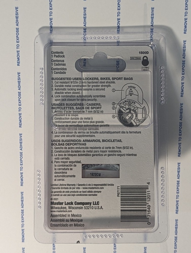 Master Lock Combination Padlock 1500D