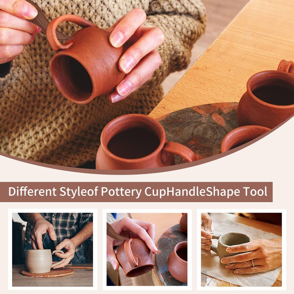 Mug Handle Carving Tool, Pottery Handle Making Tools Set,5 PCS Walnut Wood Ha...