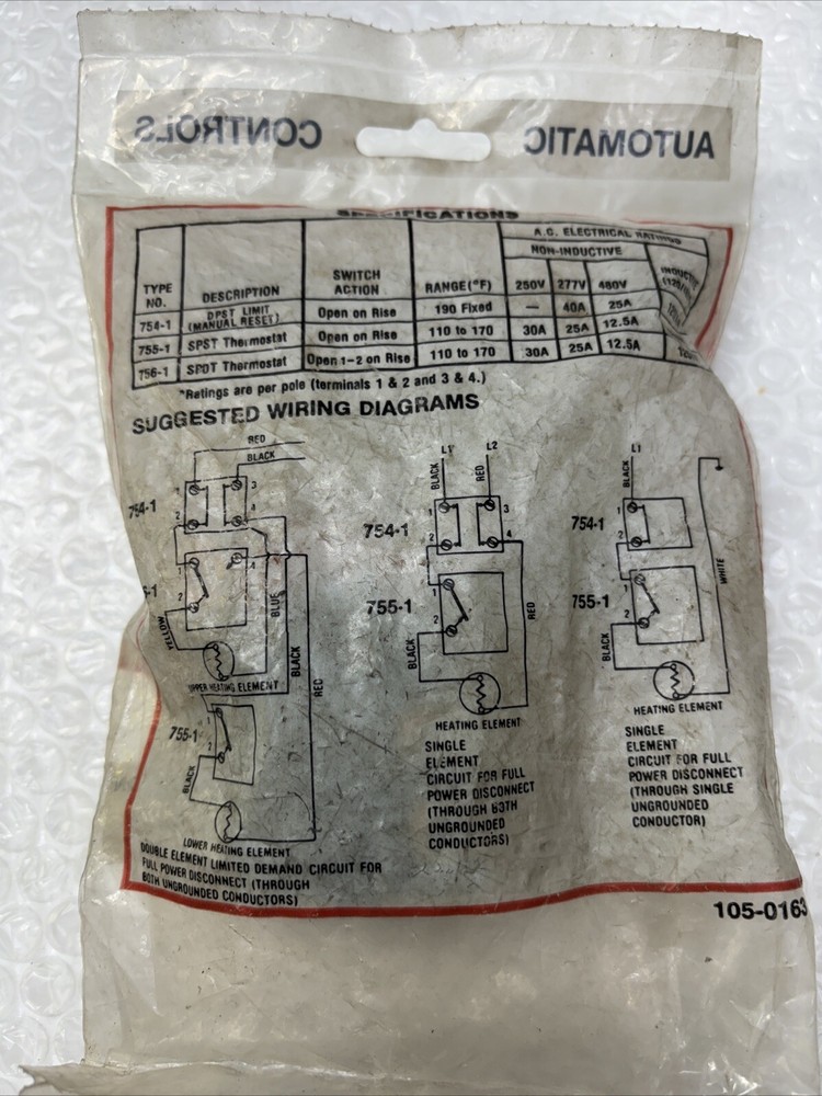 ** White Rodgersc 1- 754-1 Electric Water Heater Limit switch Control 1-755-1#