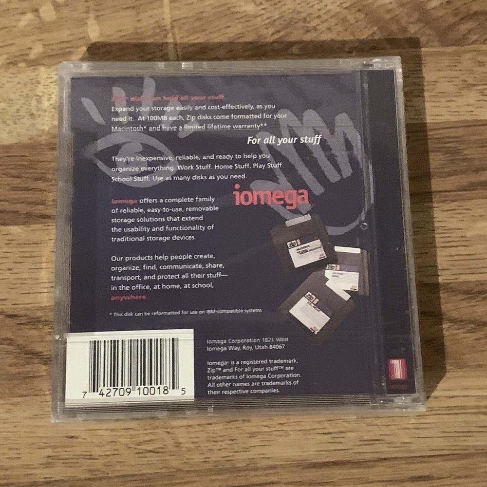 SHIPS SAME DAY iomega 100MB ZIP DISK FORMATTED FOR MAC