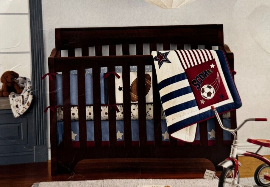 2 pc Tiddliwinks Future All Star Crib Bedding Comforter & Fitted Sheet Set NIP
