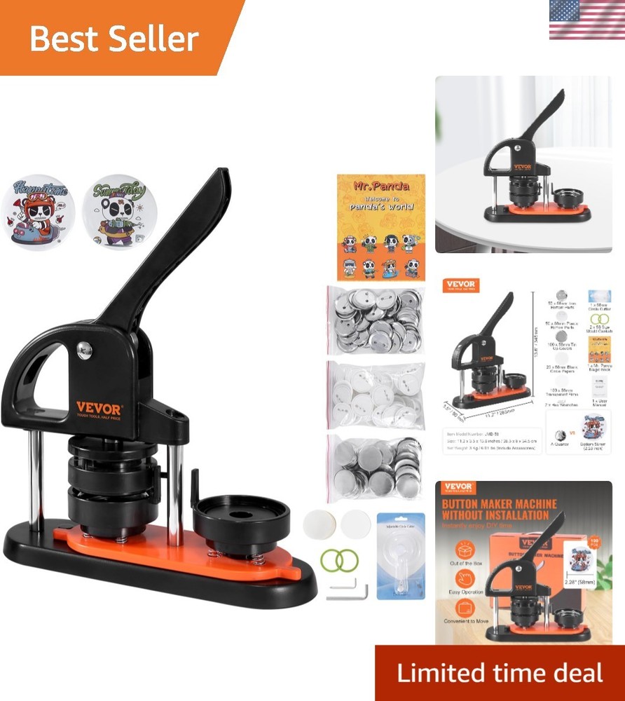 Button Maker Machine with Panda Magic Book - DIY Badge Kit