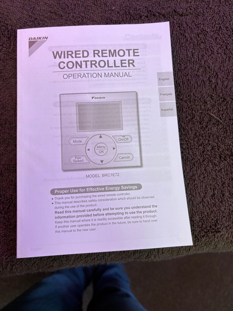 DAIKENBRC1E72WIRED REMOTE CONTROLLER