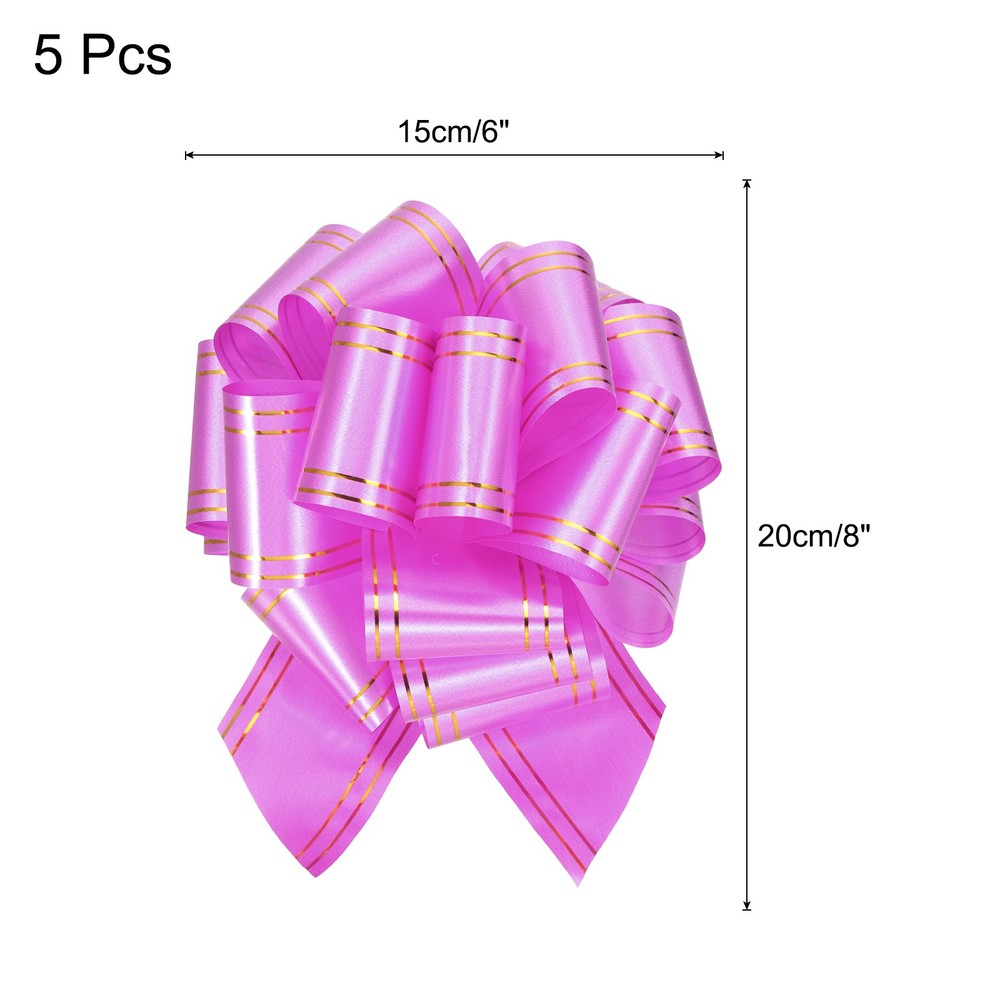 5pcs 6" Large Pull Bow Metallic Rose Red Gift Wrapping Bows with Gold Edge