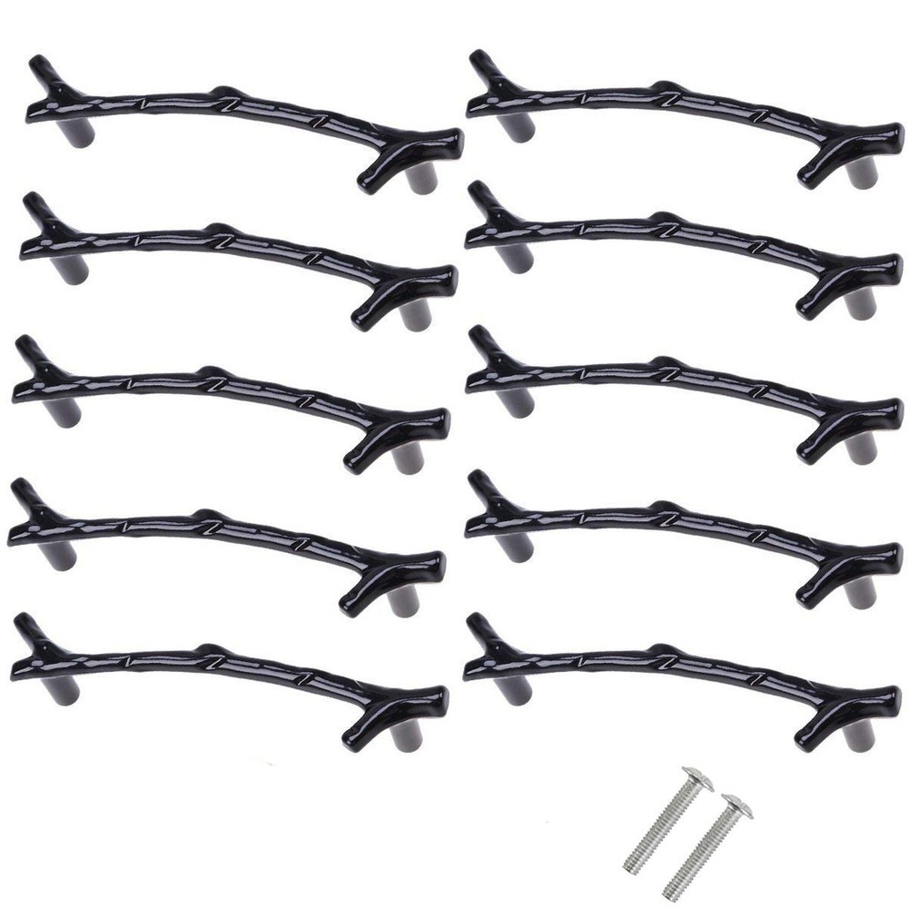 10x Cabinet Handle Pulls Wardrobe Drawer Door Cupboard Knobs Twig Hole Center...