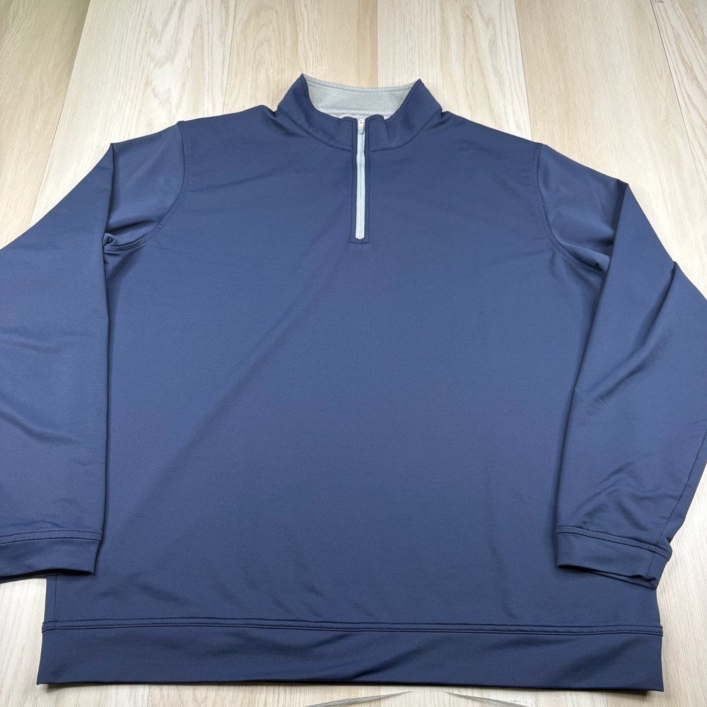 Peter Millar Mens Navy Wicking Perth Performance Quarter Zip Pullover Size 2XL