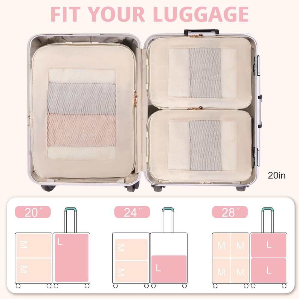 Expandable Double-Sided Compression Packing Cube，3 Set Lightweight Double Dec...