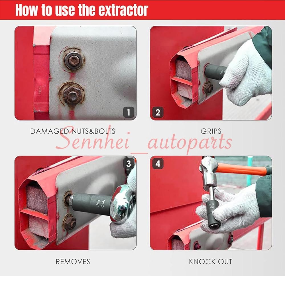 ABN Twist Socket Set Lug Nut Remover Extractor Tool- 5PC 1/2"Dr.Twist Socket Set