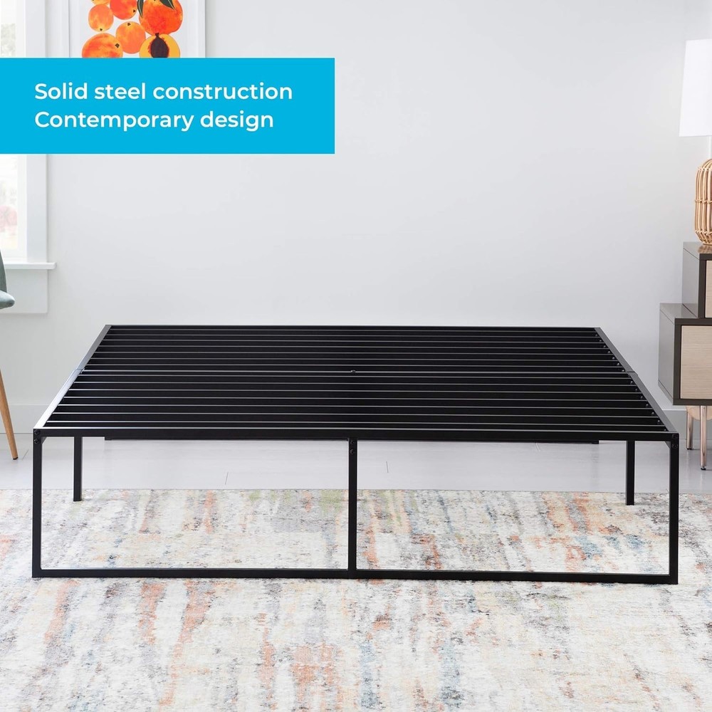 Space-Saving Twin Platform Bed Frame - 14" High, Easy Assembly, Stylish Design