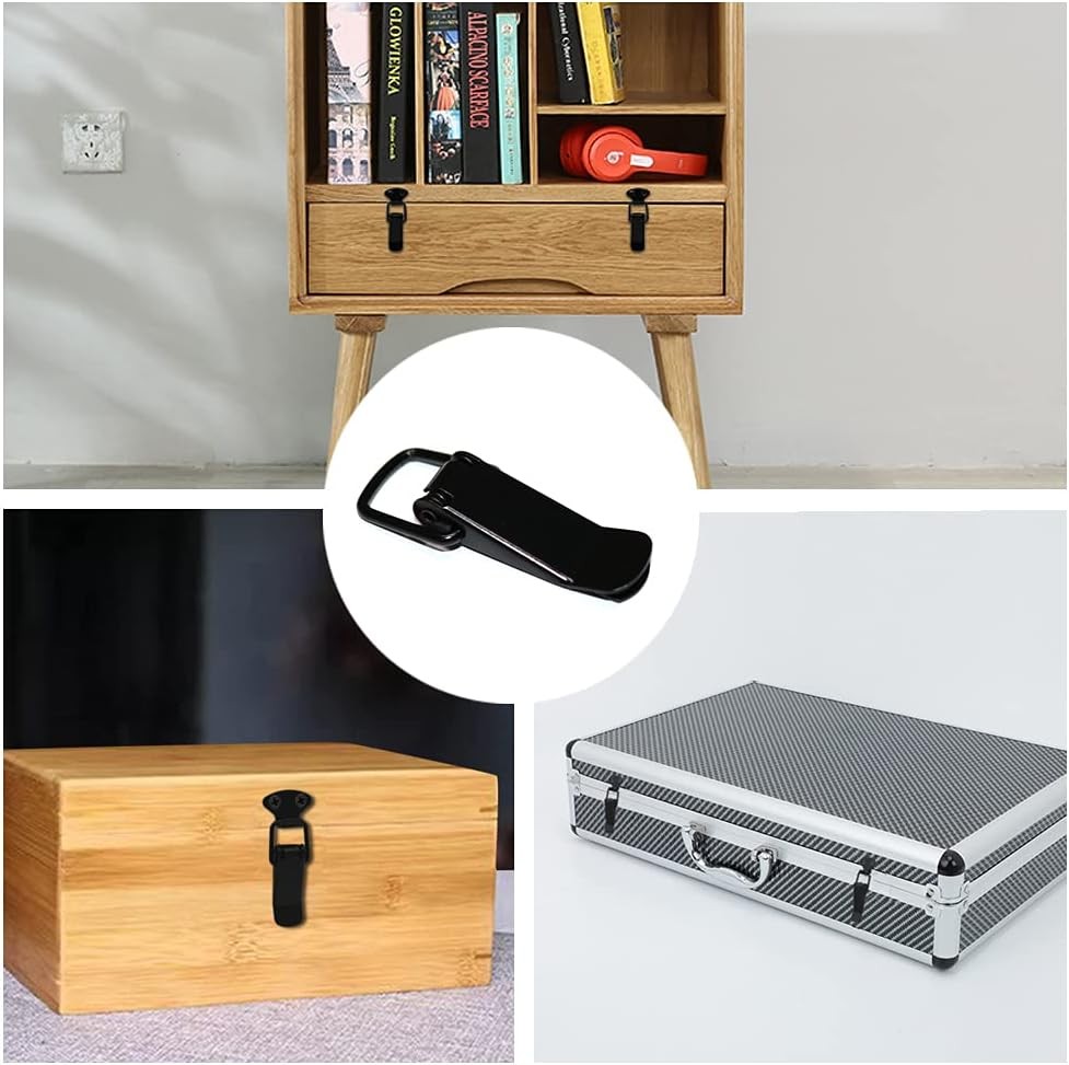 Black Toggle Latch, Steel Spring Loaded Catch Hasp