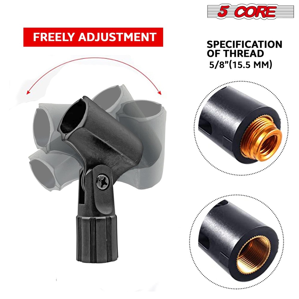Pencil Microphone Clip Holder Black Angle Adjustable Slim Condenser Mic Adapt...