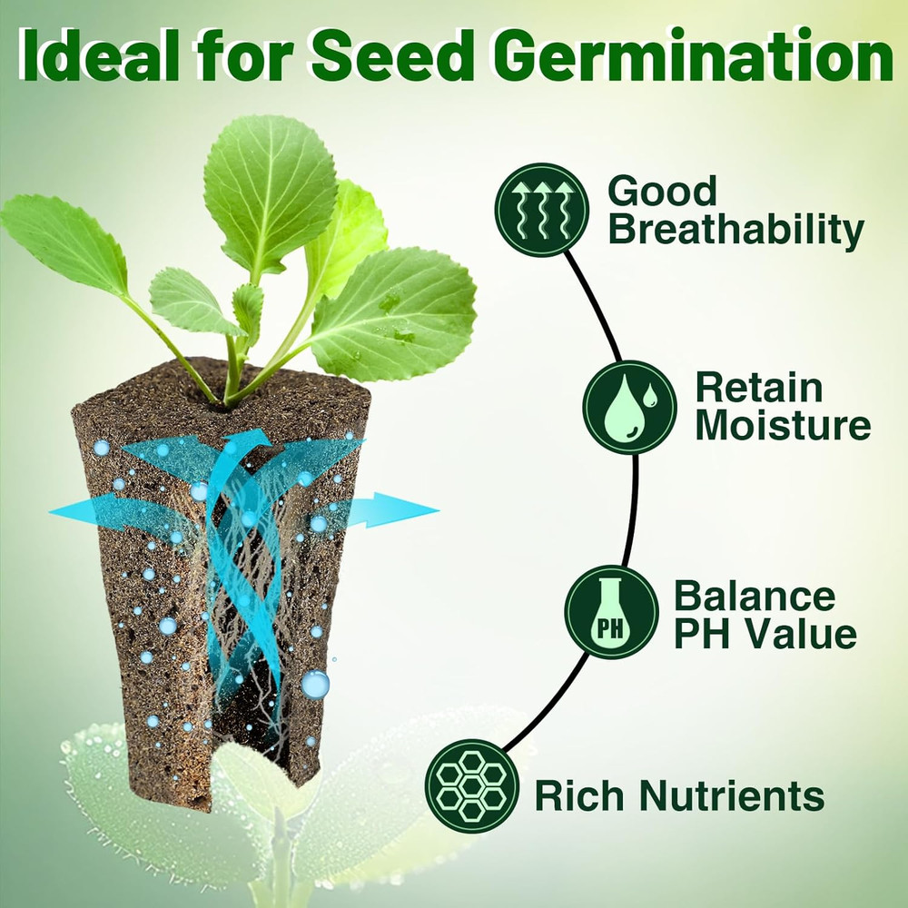 50 Pack Seed Starter Plugs Peat Moss Rooting Sponges Hydroponic