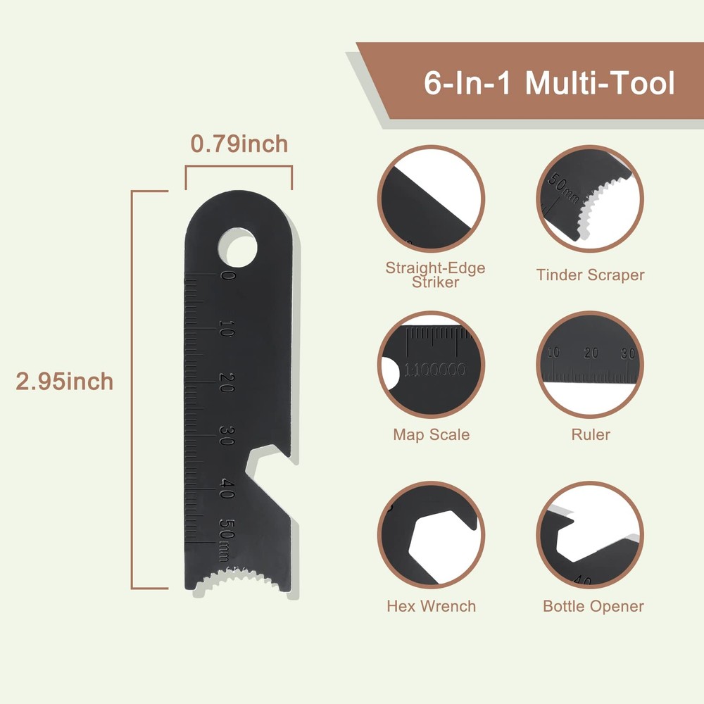 Fire Starter Kit: Ferro Rod, Multi-Tool Striker, Flint, Tinder for Camping & ...