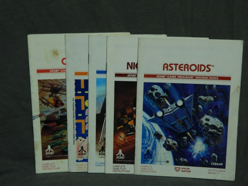 Atari Game Program Instruction Manuals (LOT of 5) Pac-Man + Night Driver +