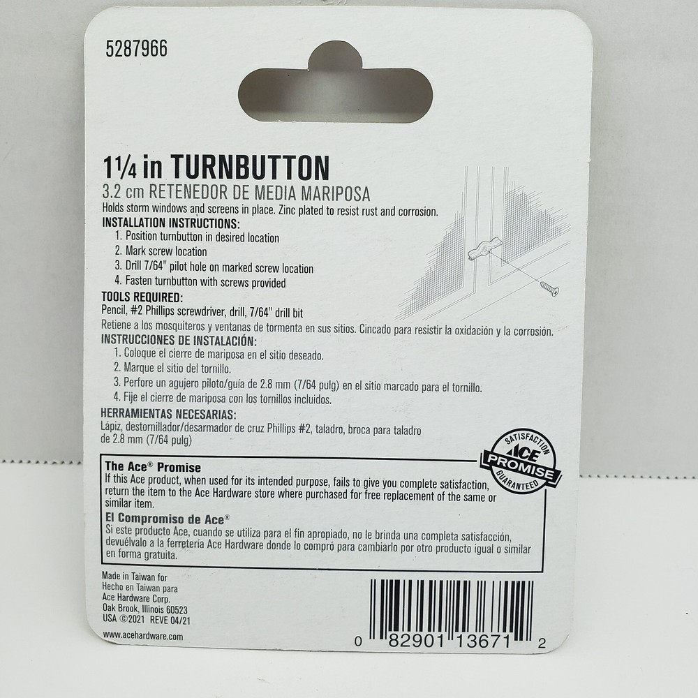 ACE Half Turnbutton For Screens & Window Frames 4 pcs. #5287966