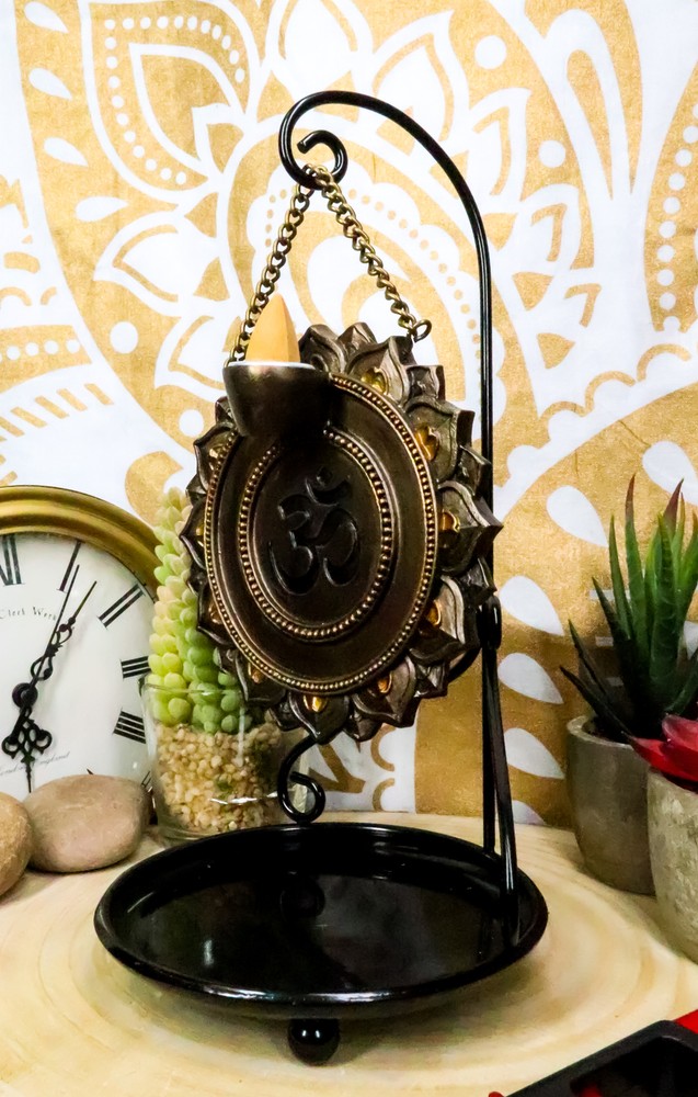 Ebros Buddhism Mandala Ohm Symbol Medallion Disk Backflow Incense Cone Holder
