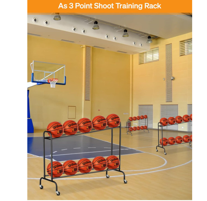 Basketball Rack Ball Storage Holder Shooting Training Rack with Wheels