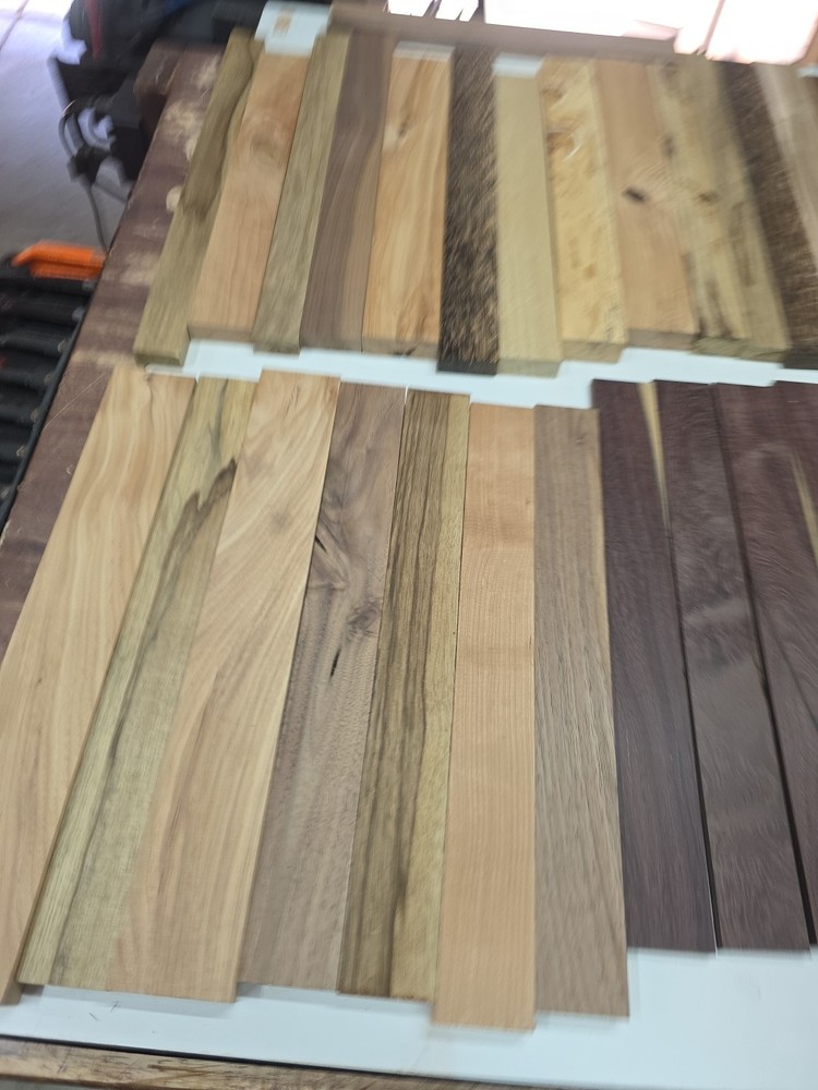 Assorted Exotic And Domestic Cutting Board Strips. 41 Total.