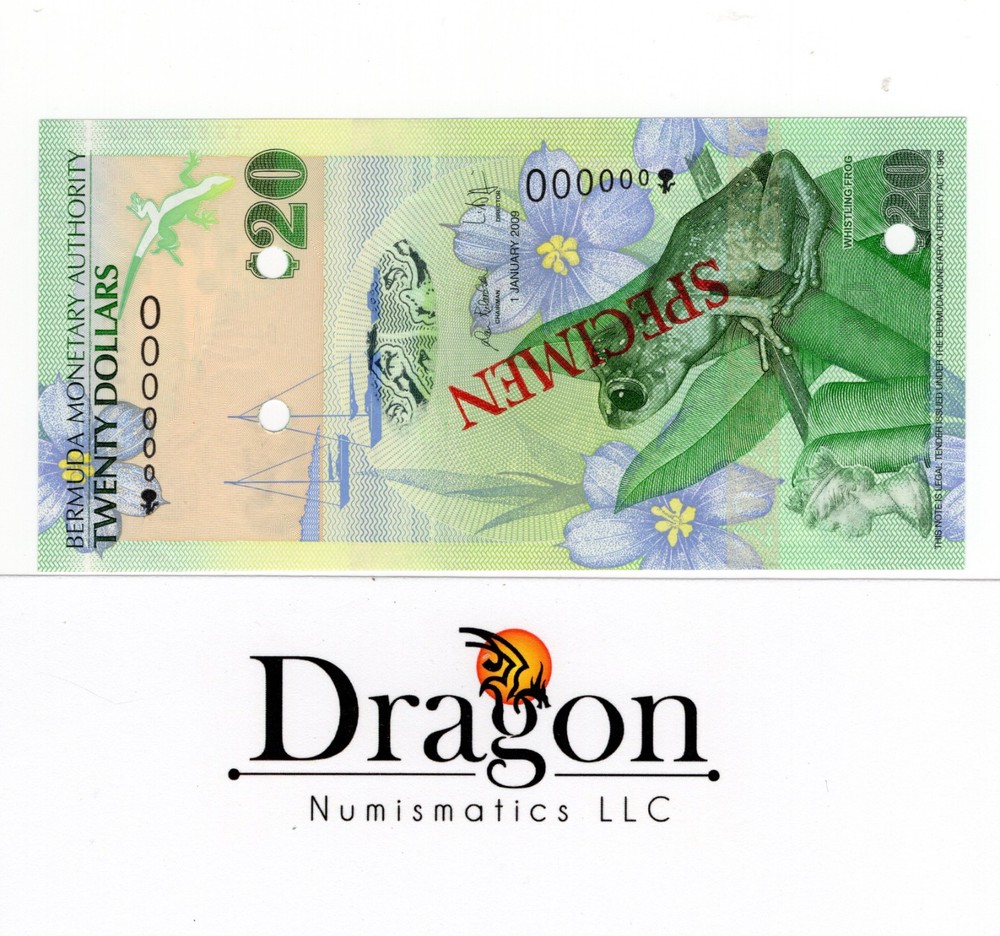 Bermuda - 20 Dollars 2009 UNC - Specimen Whistling frog
