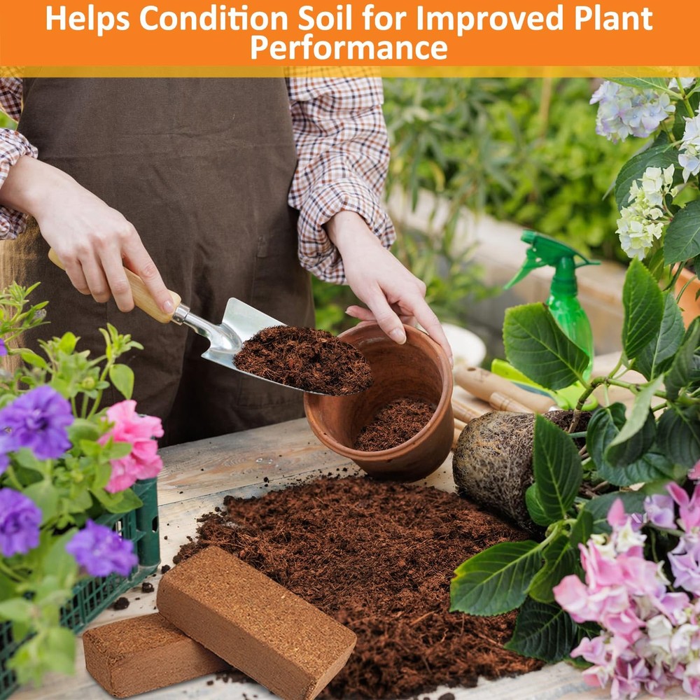 4 Pack Premium Coco Coir Brick for Plants- 100% Organic Compressed Coconut Co...
