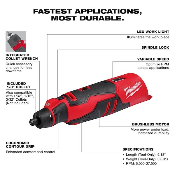 Milwaukee Tool 2525-20 M12 Brushless Rotary Tool