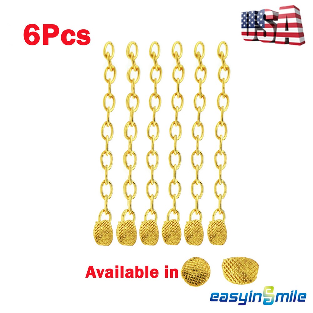 6Pcs Dental Orthodontic Traction Chain Round Lingual Button Chains Gold Plated