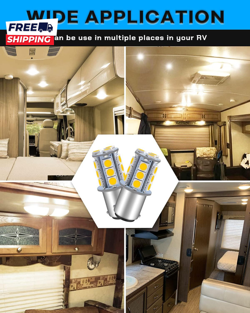 6-Pack 1076 LED Bulb for RV 1142 1004 BA15D Warm White Bulb Replacement